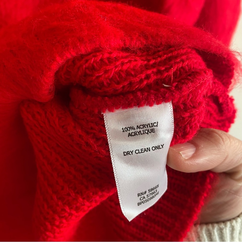 NWT bp Deep V-Neck Fuzzy Tunic Sweater in Red Poinsettia Size XS - Picture 7 of 8